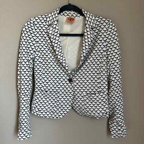 Tory Burch Hayley Scallop Blazer Single Button Pockets Nina Dobrev Women's XS - Picture 1 of 10